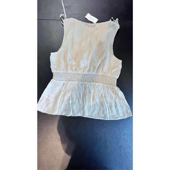 Palette Women's Smocked Gauze Sleeveless Top Light Gray Size Medium NWT P1-92 - Picture 9 of 10